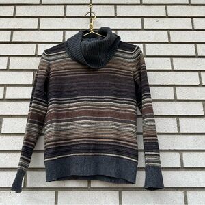 Dolce & Gabbana Knit Turtleneck Sweater Neutral Brown  Gray Cream Tan Stripe